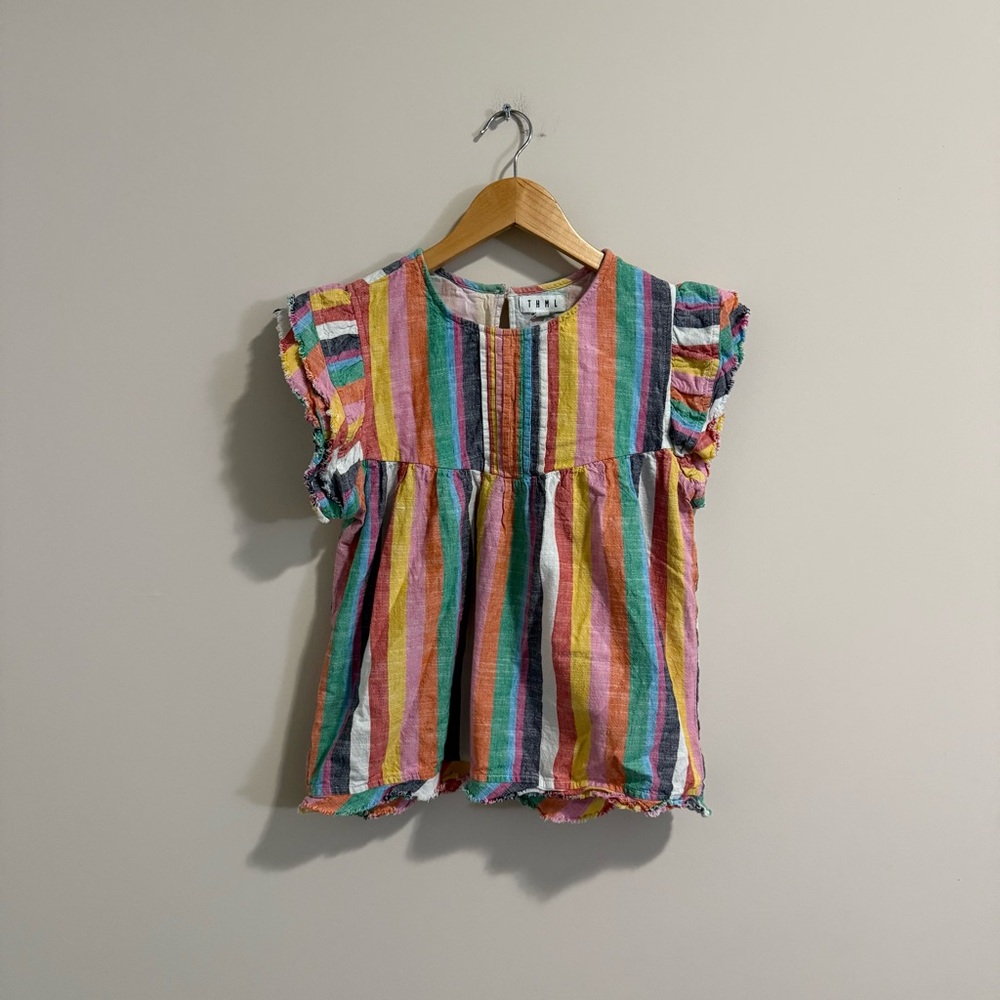 THML Multicolor Striped Ruffle Sleeve Blouse - Picture 3 of 12